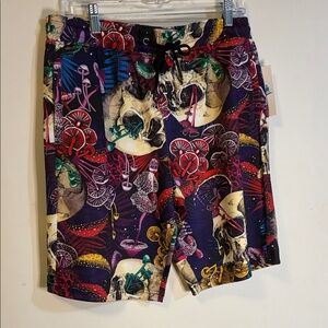Vibrant Graphic Men's Swim Board Shorts